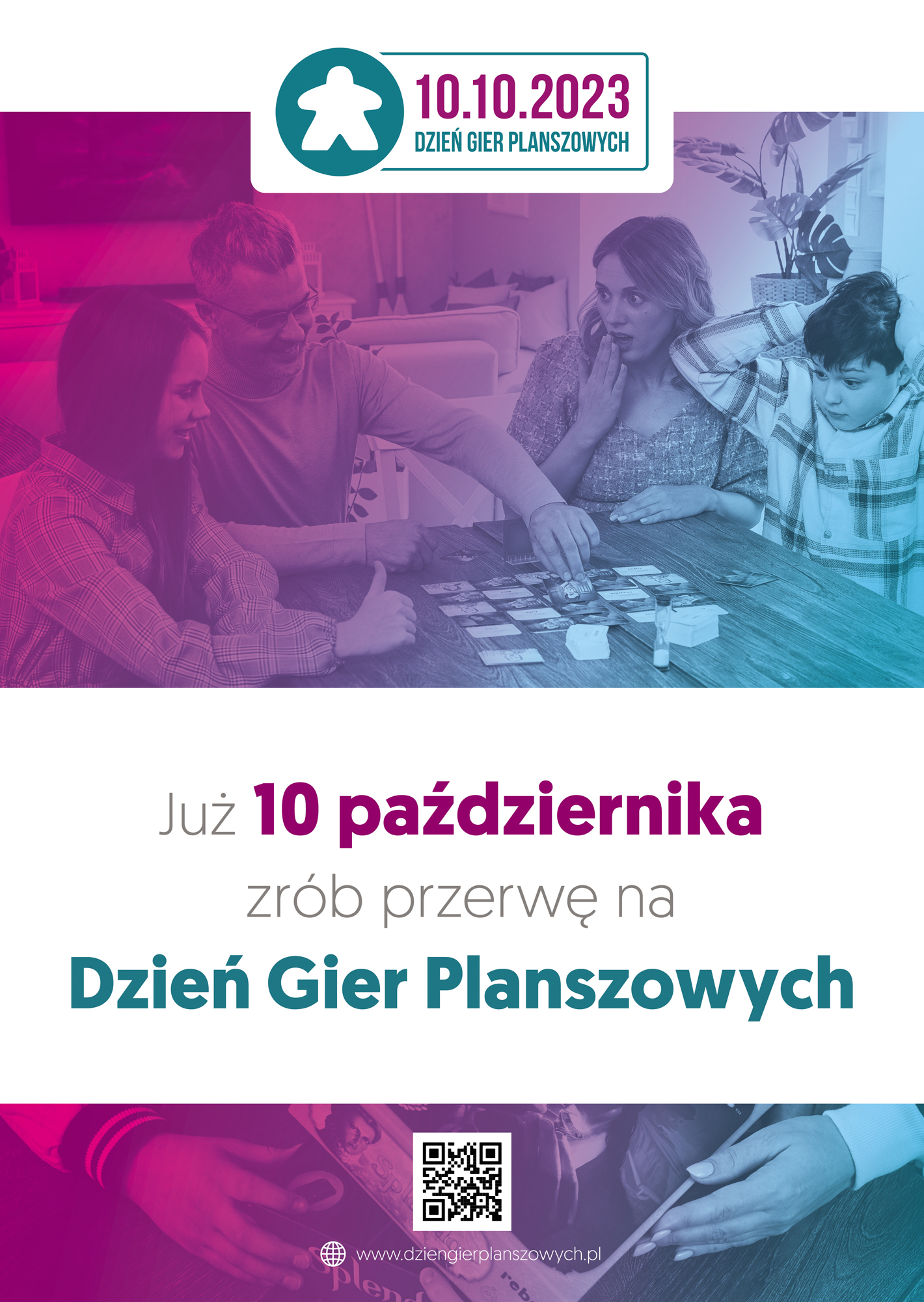 Plakat Grania w planszówki w ramach Dnia Gier Planszowych